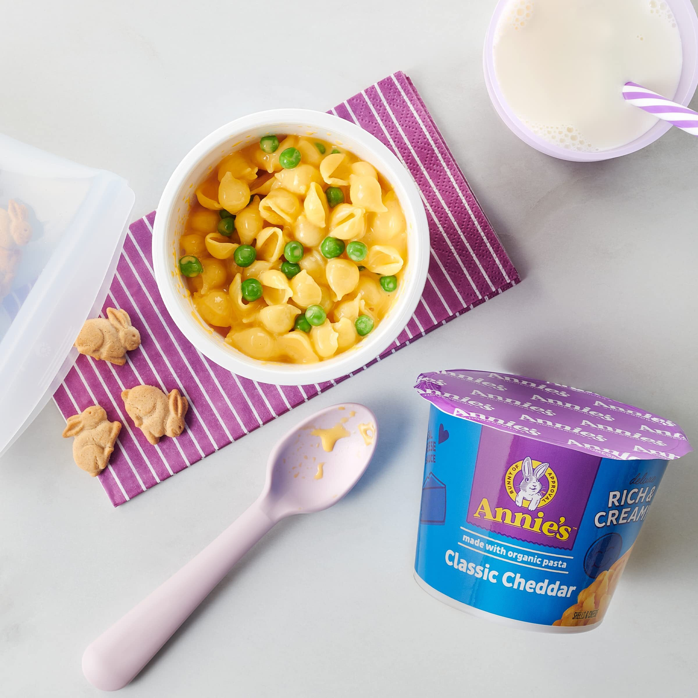 Annie's Microwavable Macaroni And Cheese Cups, Deluxe Rich And Creamy, Shells And Classic Cheddar, 1 Cup (Pack Of 12)