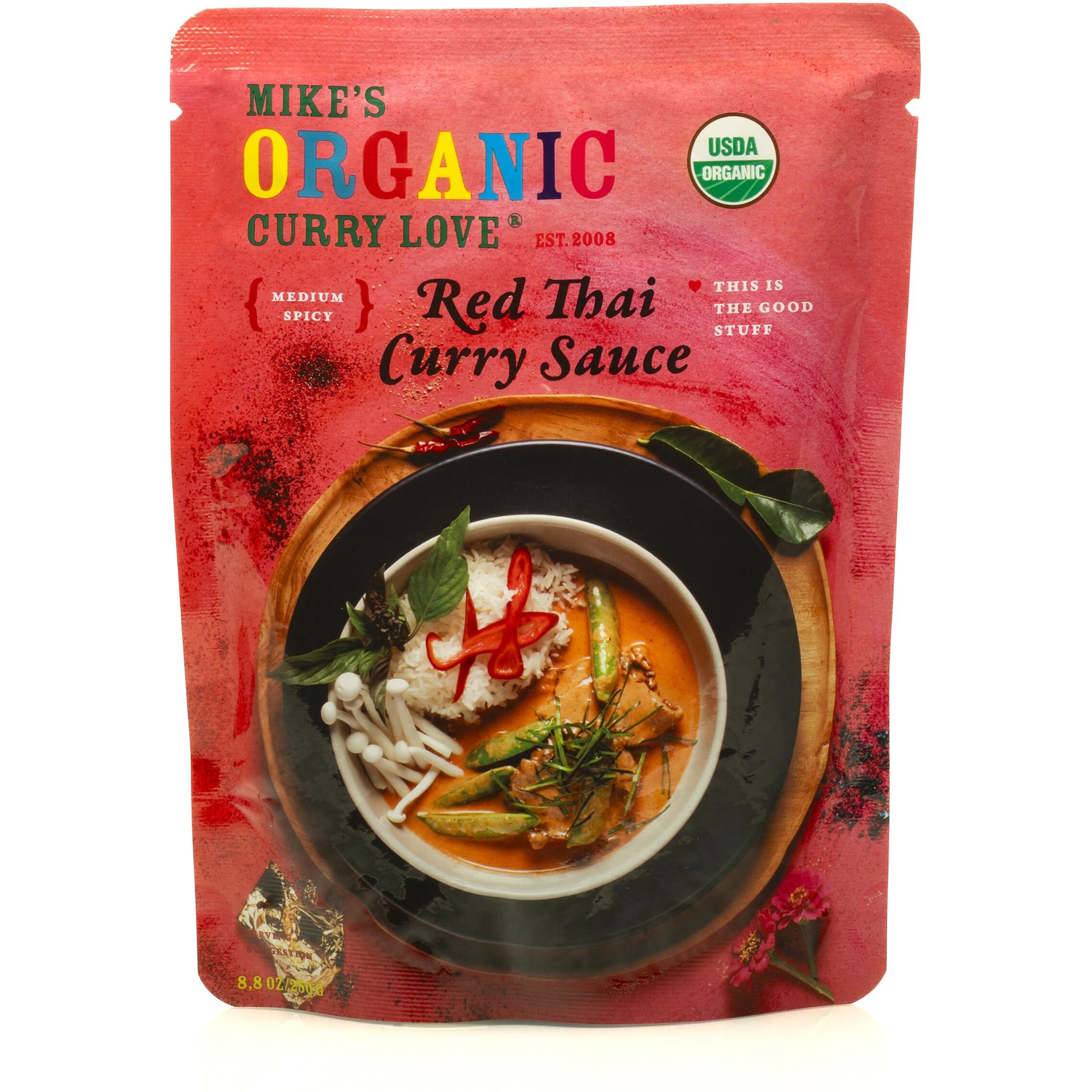 Mike's Organic Red Thai Curry Sauce Made In Thailand, Authentic & Premium | 6 X 8.8 Oz Pouches