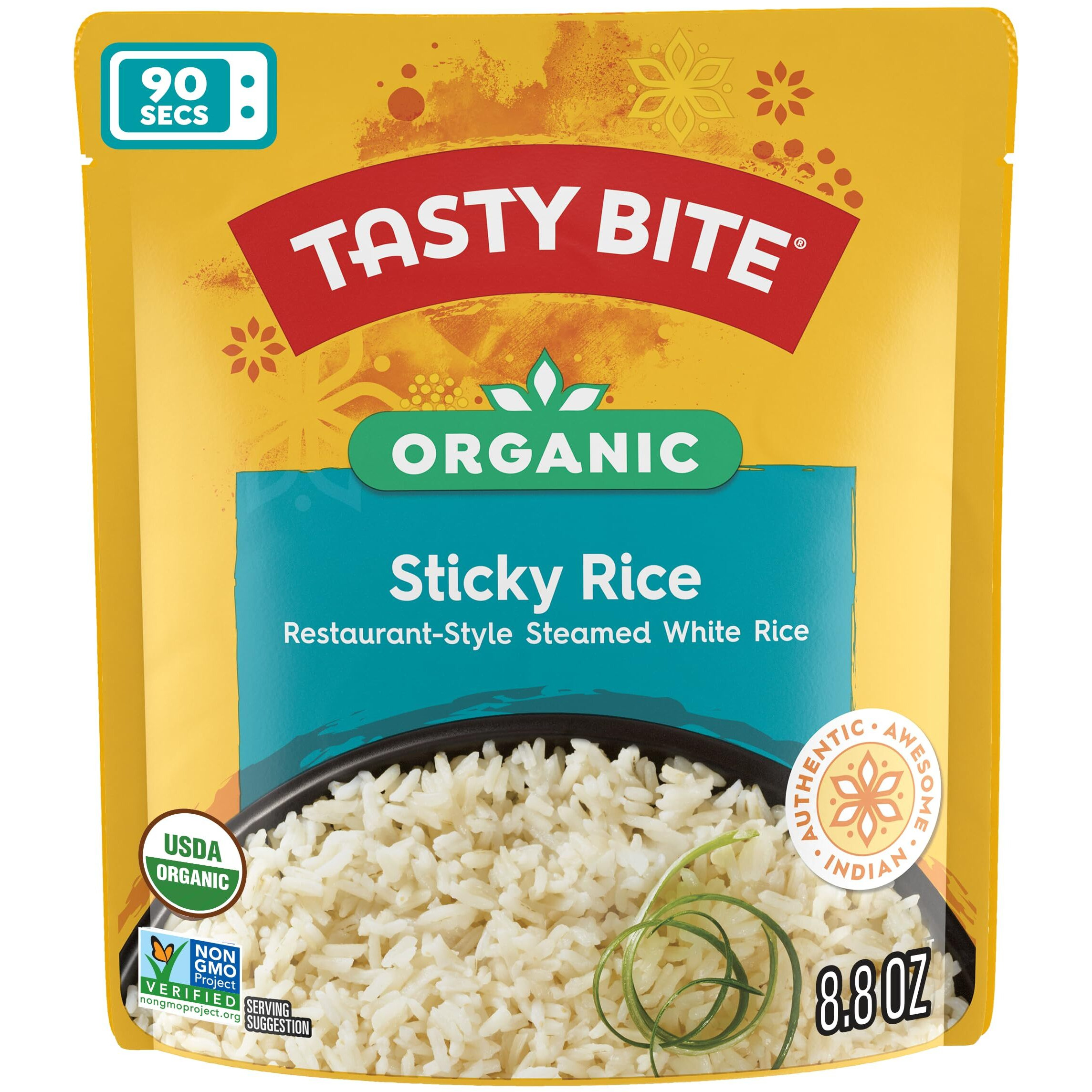 Tasty Bite Organic Sticky Rice, 8.8 Ounce, (Pack Of 6), Ready To Eat, Microwavable, Vegan, Gluten-Free