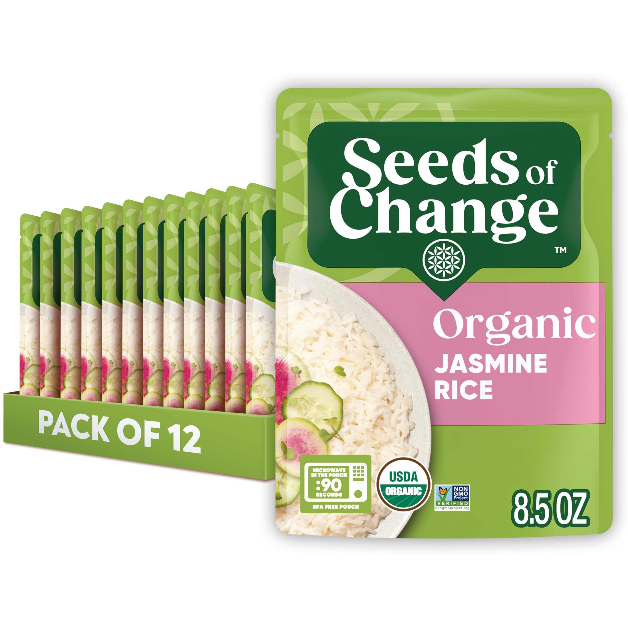 Seeds Of Change Organic Aromatic Jasmine Rice, Microwaveable Ready To Heat. 8.5 Ounces (Pack Of 12)