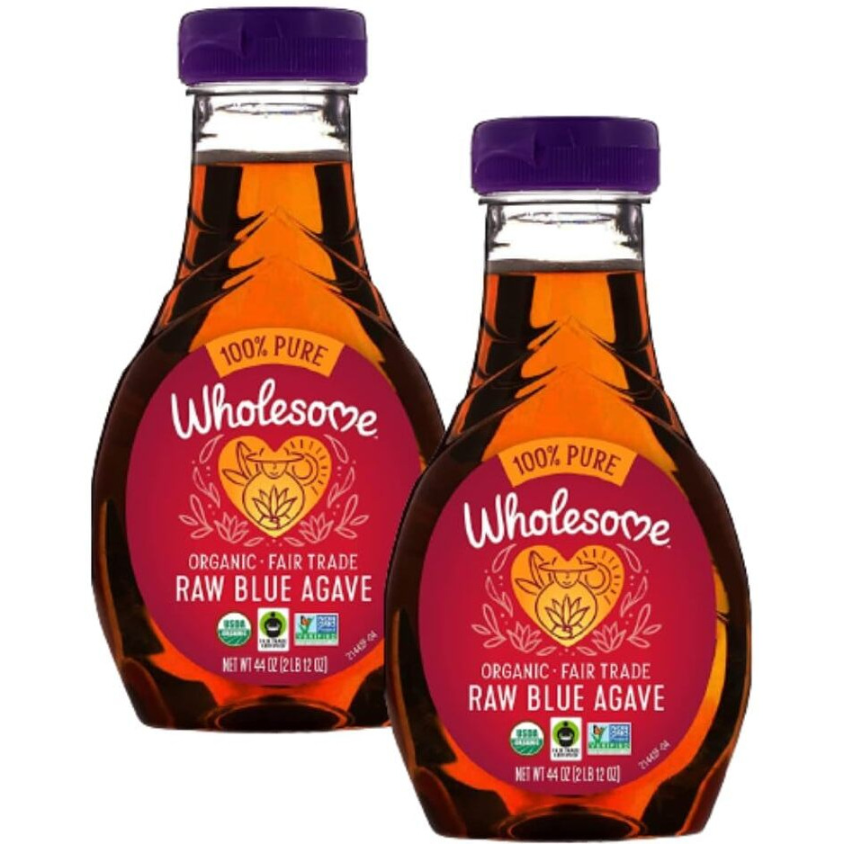 Wholesome Sweeteners 44-Ounce Organic Raw Blue Agave Nectar, Fair Trade, 100% Pure, Non Gmo, Gluten Free & Vegan, 2 Pack