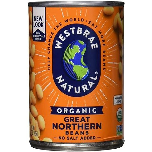 Westbrae Natural Organic Great Northern Beans, No Salt Added, 15 Oz (Pack Of 12)