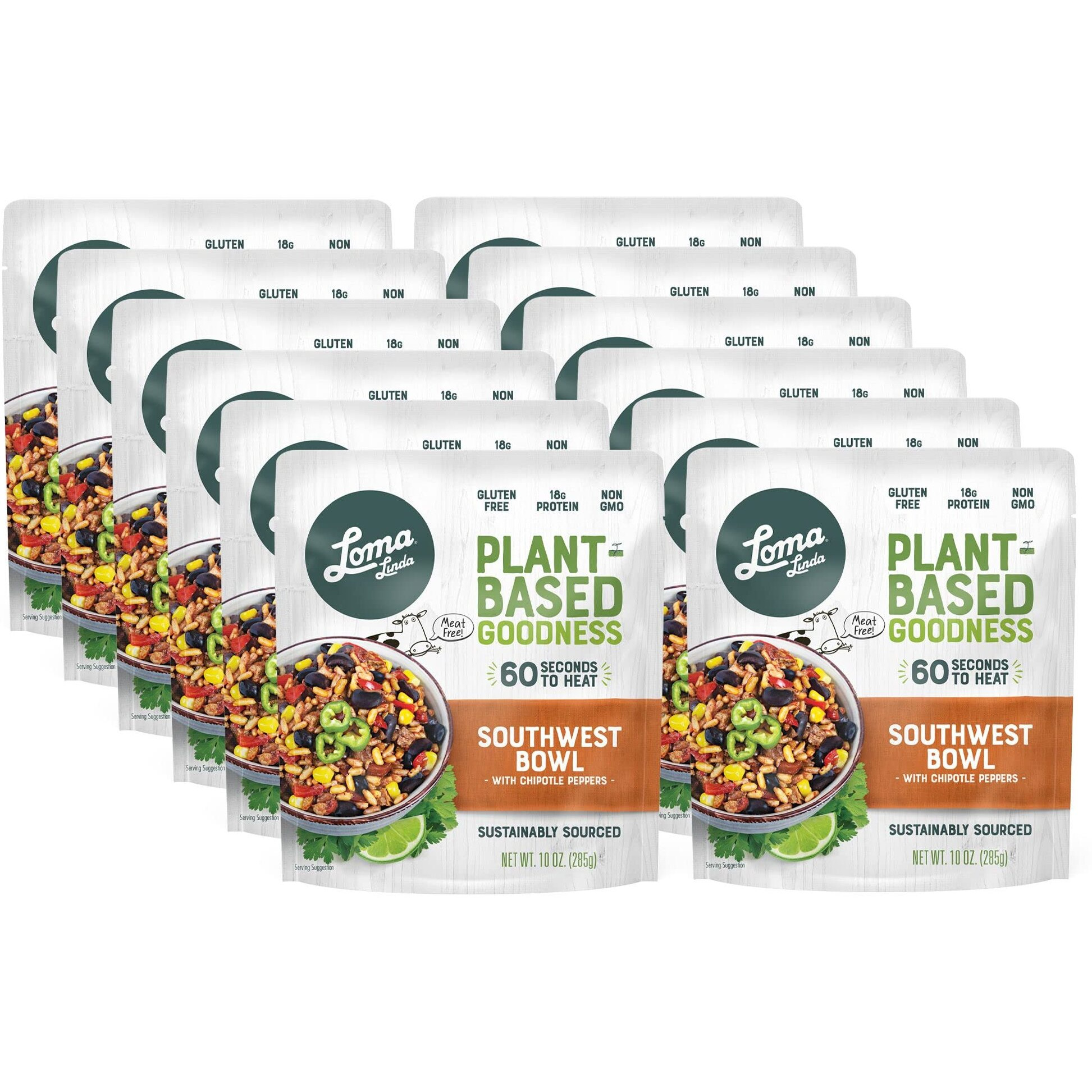 Loma Linda - Plant-Based Complete Meal Solution Packets (Southwest Chipotle Bowl (10 Oz.), 12 Pack)