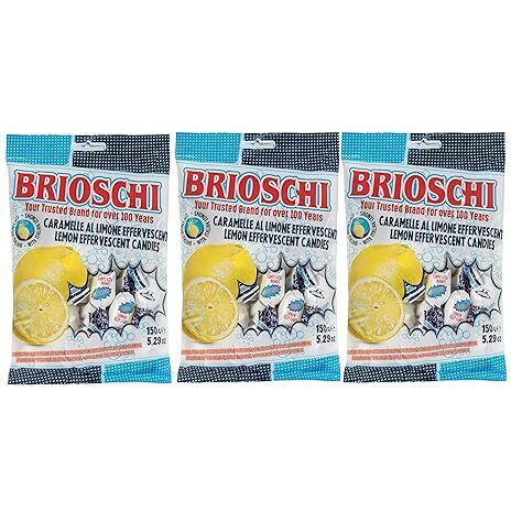 Brioschi Lemon Flavored Effervescent Fizzy Digestive Italian Candies, 5.29 Oz (Pack Of 3) Bags