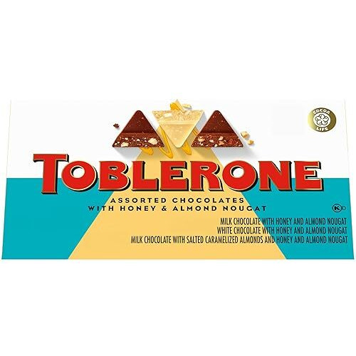 Toblerone Chocolate Gift Box (Milk Chocolate, White Chocolate, & Milk Chocolate With Salted Caramelized Almonds Chocolate Bars), 1 Gift Box (9 - 3.52 Oz Bars)