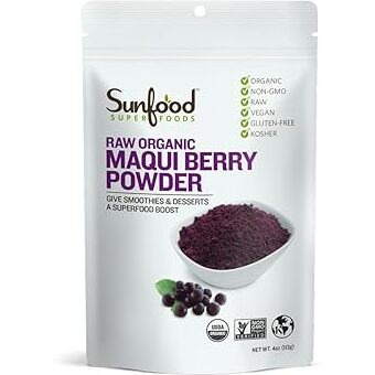 Sunfood Superfoods Raw Organic Maqui Berry Powder - Maqui Powder Organic, Maqui Berry Extract, Powder Berry Supplement, Freeze Dried, Perfect For Smoothies, Antioxidants, Energy - 4 Oz Bag