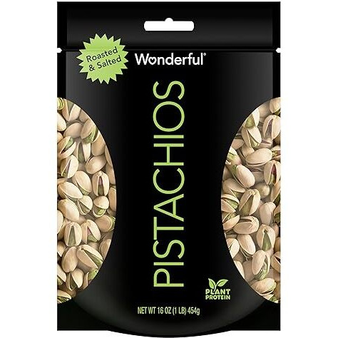Wonderful Pistachios In Shell, Roasted And Salted Nuts, 16 Ounce Resealable Bag, Healthy Snack, Protein Snack, Pantry Staple