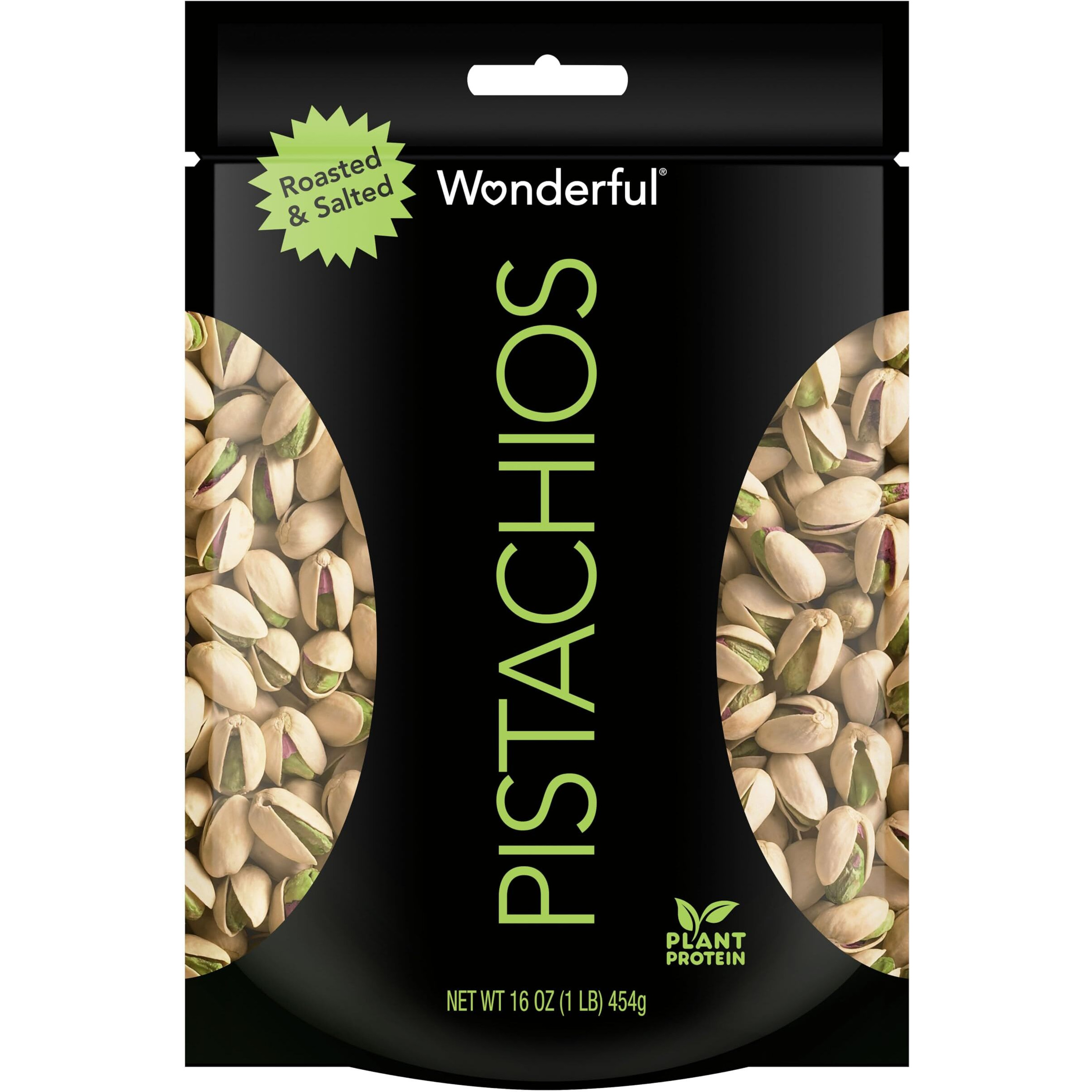 Wonderful Pistachios In Shell, Roasted And Salted Nuts, 16 Ounce Resealable Bag, Healthy Snack, Protein Snack, Pantry Staple
