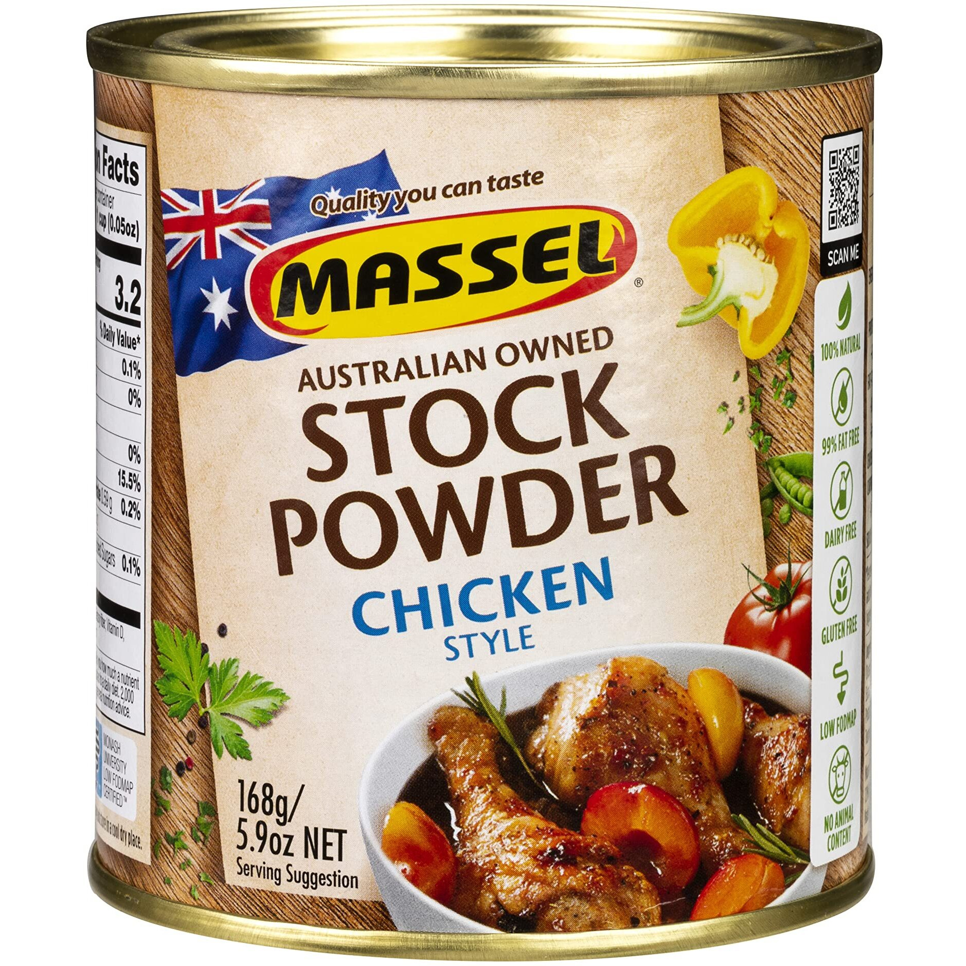 Massel Stock Powder Chicken Style Bouillon Powder - Fat Free And Gluten-Free Soup Mix - 1 Can (1 X 168G)