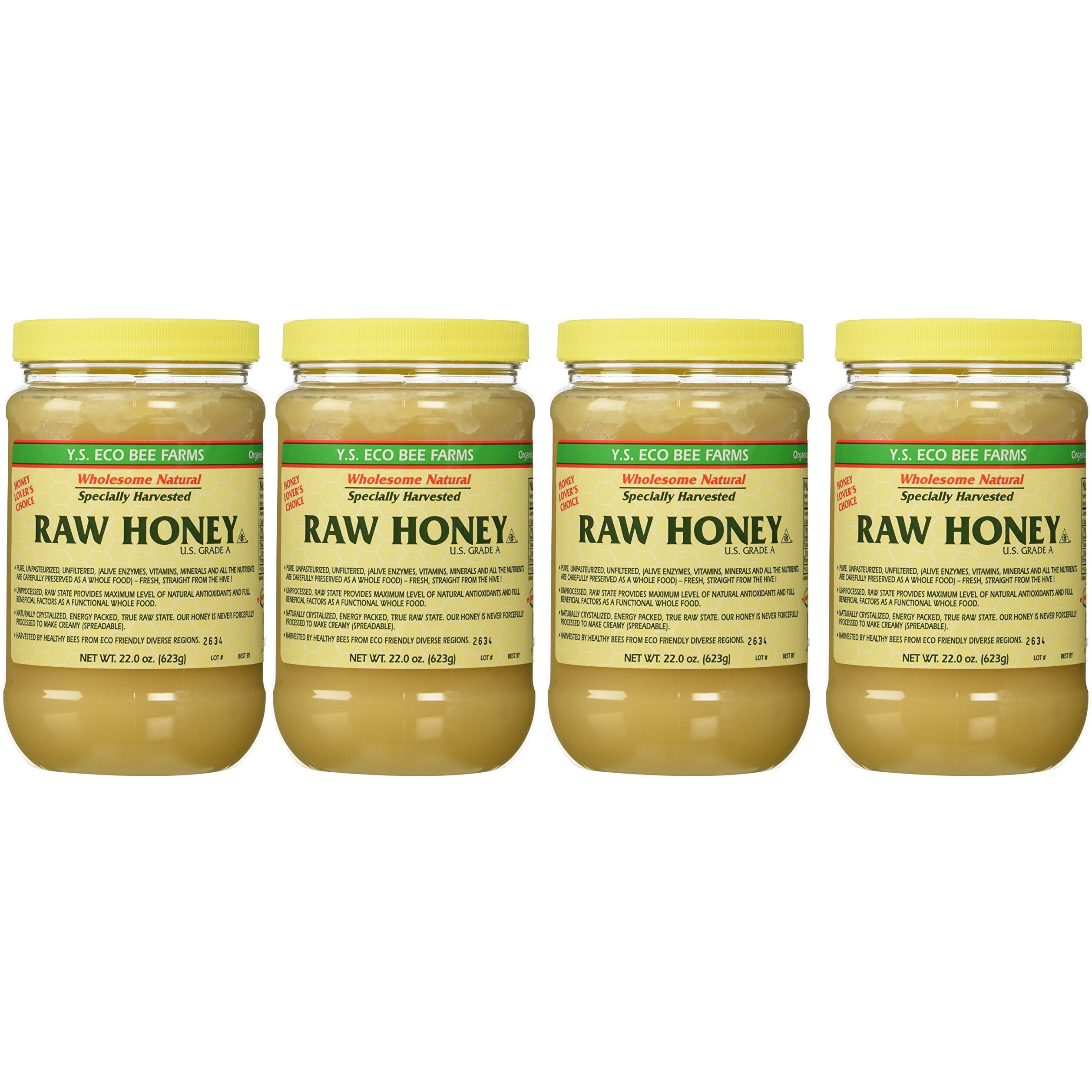 Y.S. Eco Bee Farms Raw Honey - 22 Oz Jars (4 Count (22Oz Each))