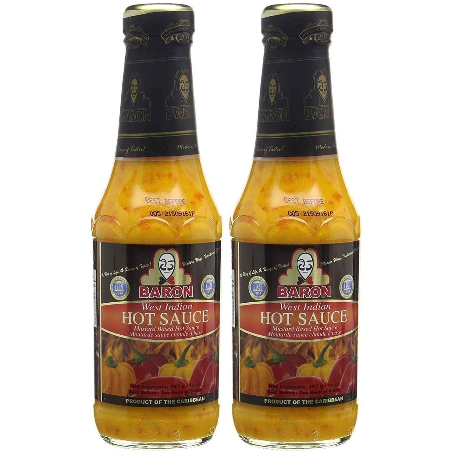 Baron West Indian Hot Pepper Sauce 14Oz (Pack Of 2)