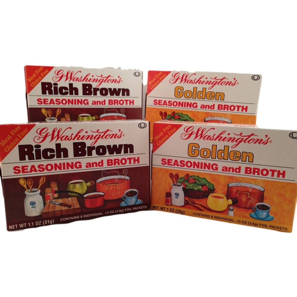 G Washingtons Seasoning And Broth - 2 Golden And 2 Rich Brown Variety Pack - Meat And Gluten-Free