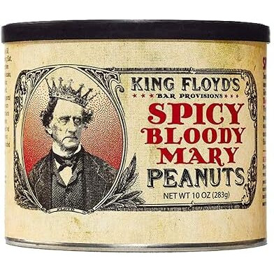 King Floyd's Spicy Bloody Mary Virginia Peanuts 10 Oz, Morning Cocktail Flavored Peanuts, Resealable Lid, Snack At Your Own Risk, Once You Start Its Difficult Not To Finish The Whole Tin.