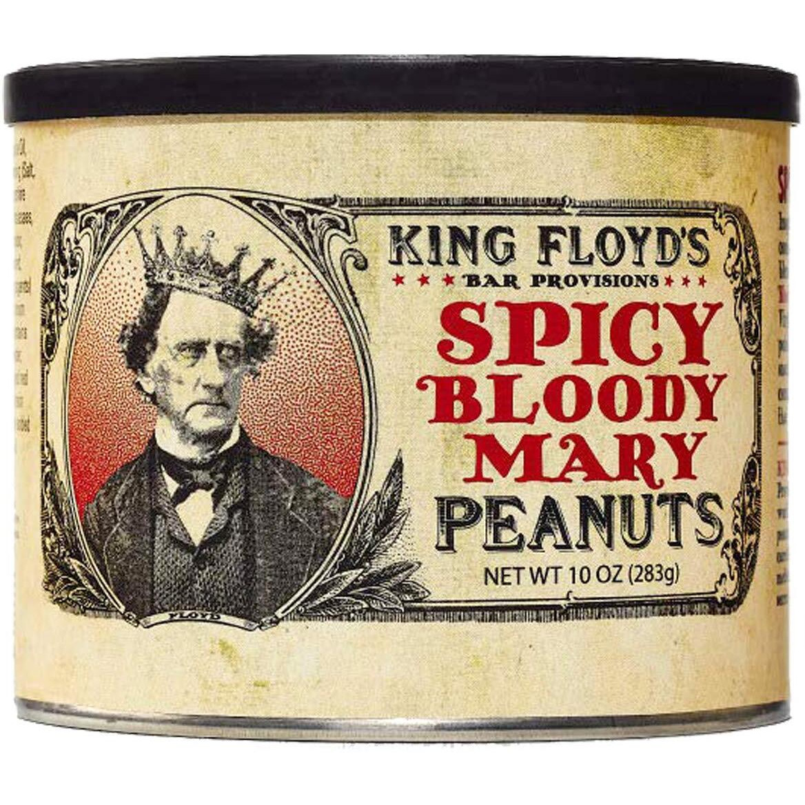 King Floyd's Spicy Bloody Mary Virginia Peanuts 10 Oz, Morning Cocktail Flavored Peanuts, Resealable Lid, Snack At Your Own Risk, Once You Start Its Difficult Not To Finish The Whole Tin.