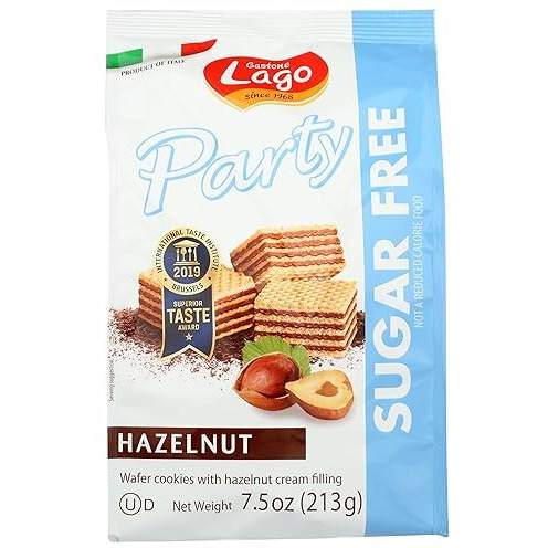 Gastone Lago Party Wafers Cookies 7.5 Oz, 213G (Hazelnut Sugar Free, 2-Pack)