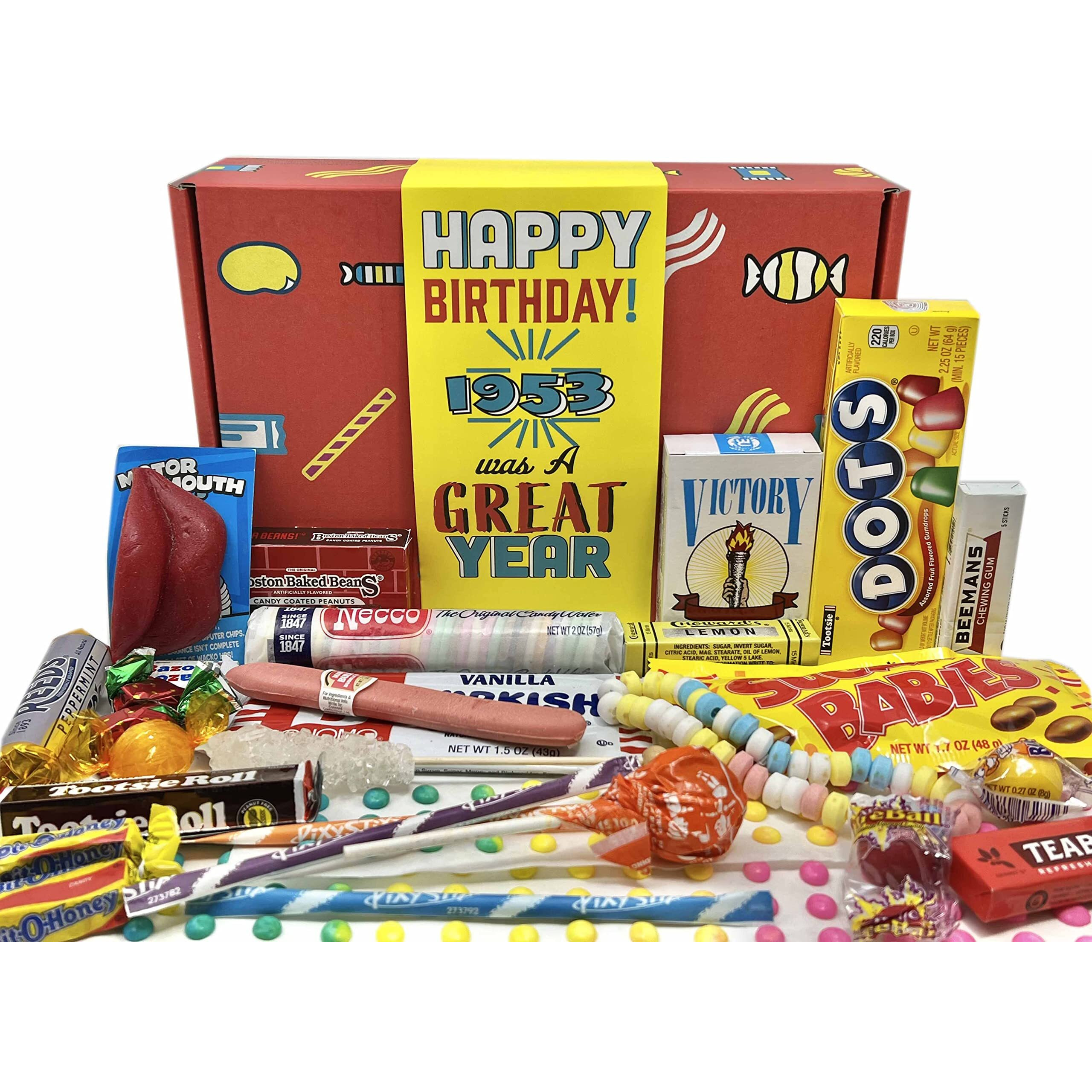 Retro Candy Yum  1953 70Th Birthday Gift Box Nostalgic Retro Candy Mix From Childhood For 70 Year Old Man Or Woman Born 1953 Jr