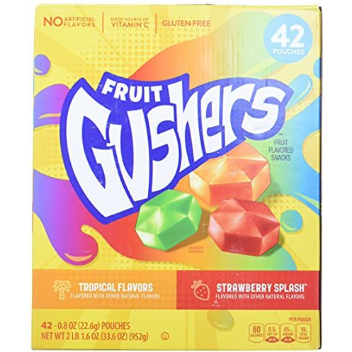 Betty Crocker Fruit Gushers Snacks Net Wt (42Count/0.8 Oz Net Wt 33.6 Oz),, ()