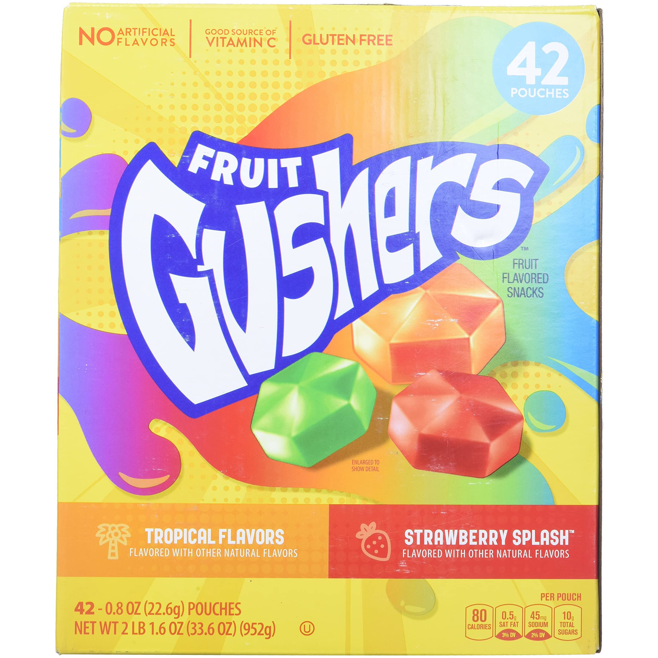 Betty Crocker Fruit Gushers Snacks Net Wt (42Count/0.8 Oz Net Wt 33.6 Oz),, ()