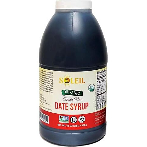 3Lb Organic Date Syrup | Made With100% Deglet Noor Dates | Certified Organic, Non-Gmo, Kosher & Vegan. Healthy Natural Sweetener With No Added Sugars Or Preservatives, Gluten-Free, Pba Free (48Oz)