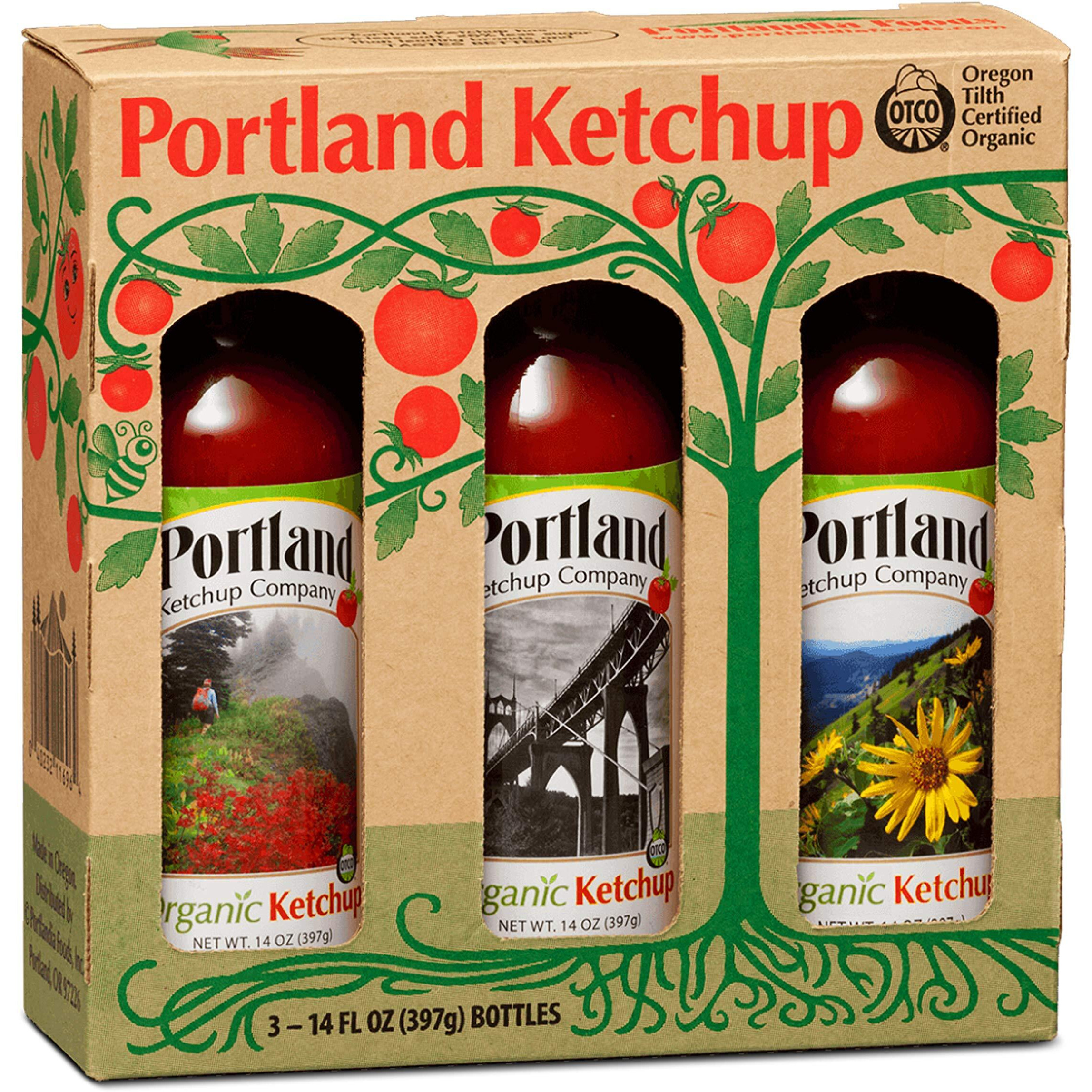 Portland Organic Ketchup Gift Box By Portlandia Foods (14 Fl Oz - Pack Of 3) Naturally Gluten-Free, Vegan, Non-Gmo, Usda Organic Certified, Made In Oregon Usa