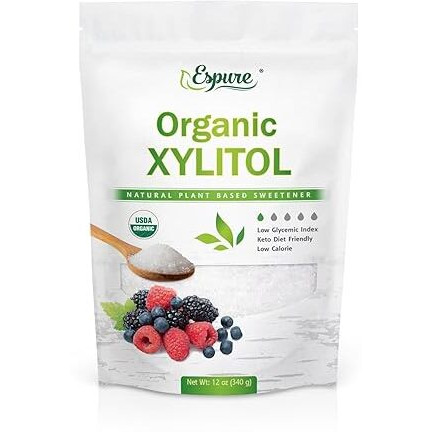 Organic Xylitol - Derived From Usda Certified Organic Birch, Low Calorie, Keto, Sugar Substitute 12 Oz