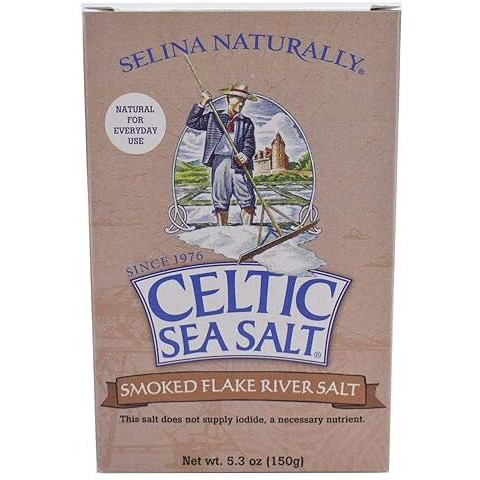 Celtic Sea Salt Smoked Flake Salt 5.3 Oz (150 G), Natural, Slowly Smoked Over Oak, Handcrafted, Gourmet, Salt Flakes, Salty, 5.3 Oz (Pack Of 1)