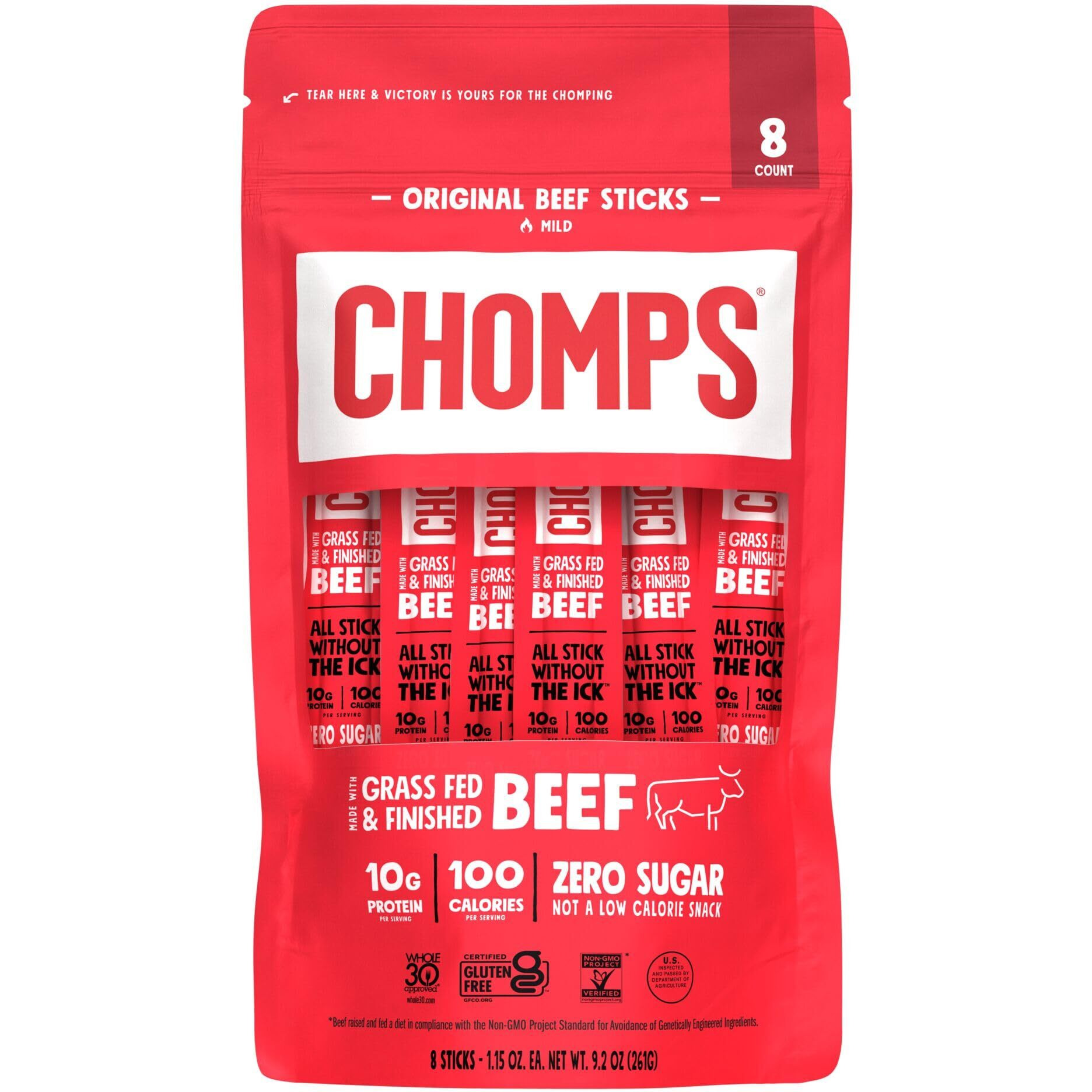 Chomps Original Beef Jerky Snack Sticks, 8Pk