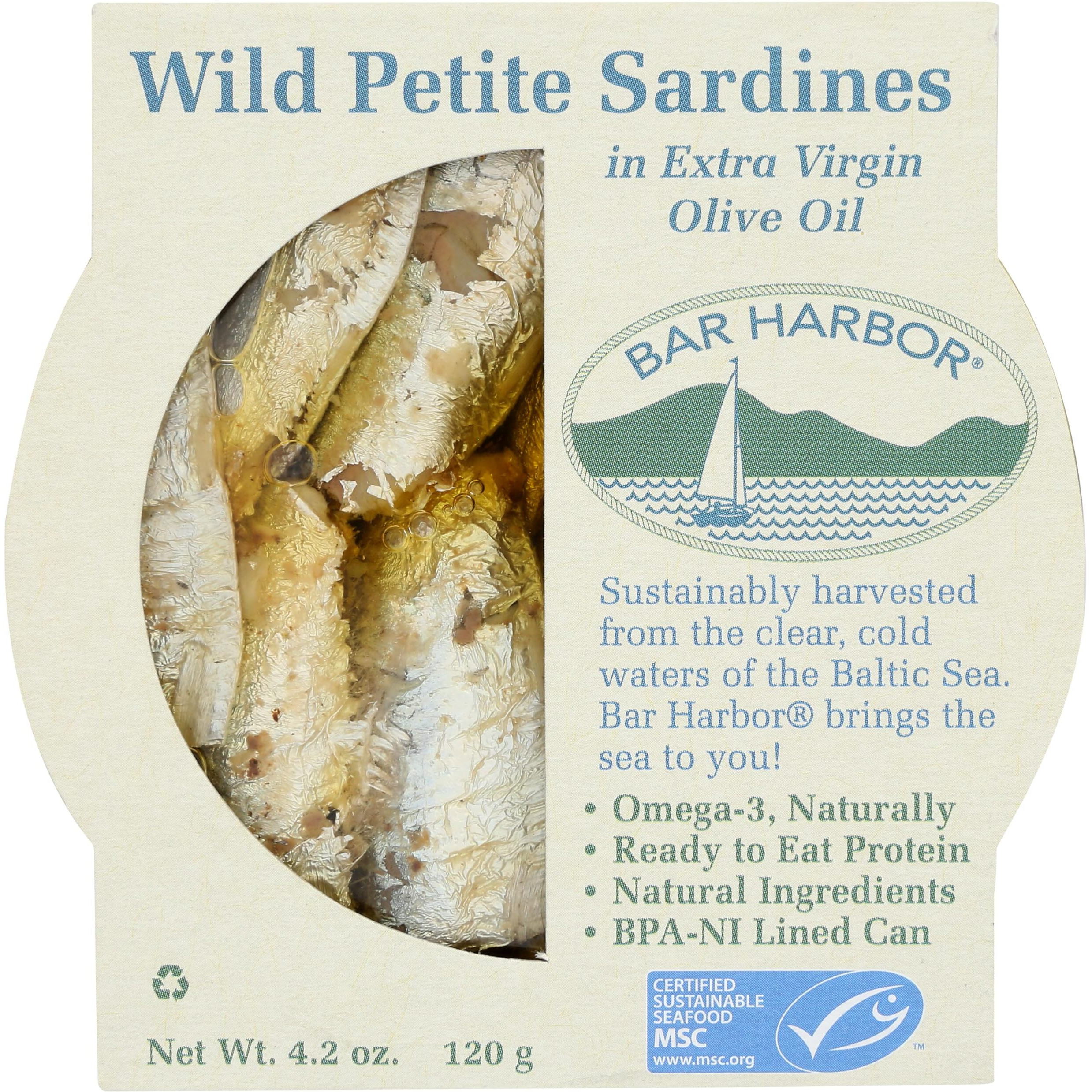Bar Harbor Wild Petite Sardines Extra Virgin Olive Oil, 4.2 Oz