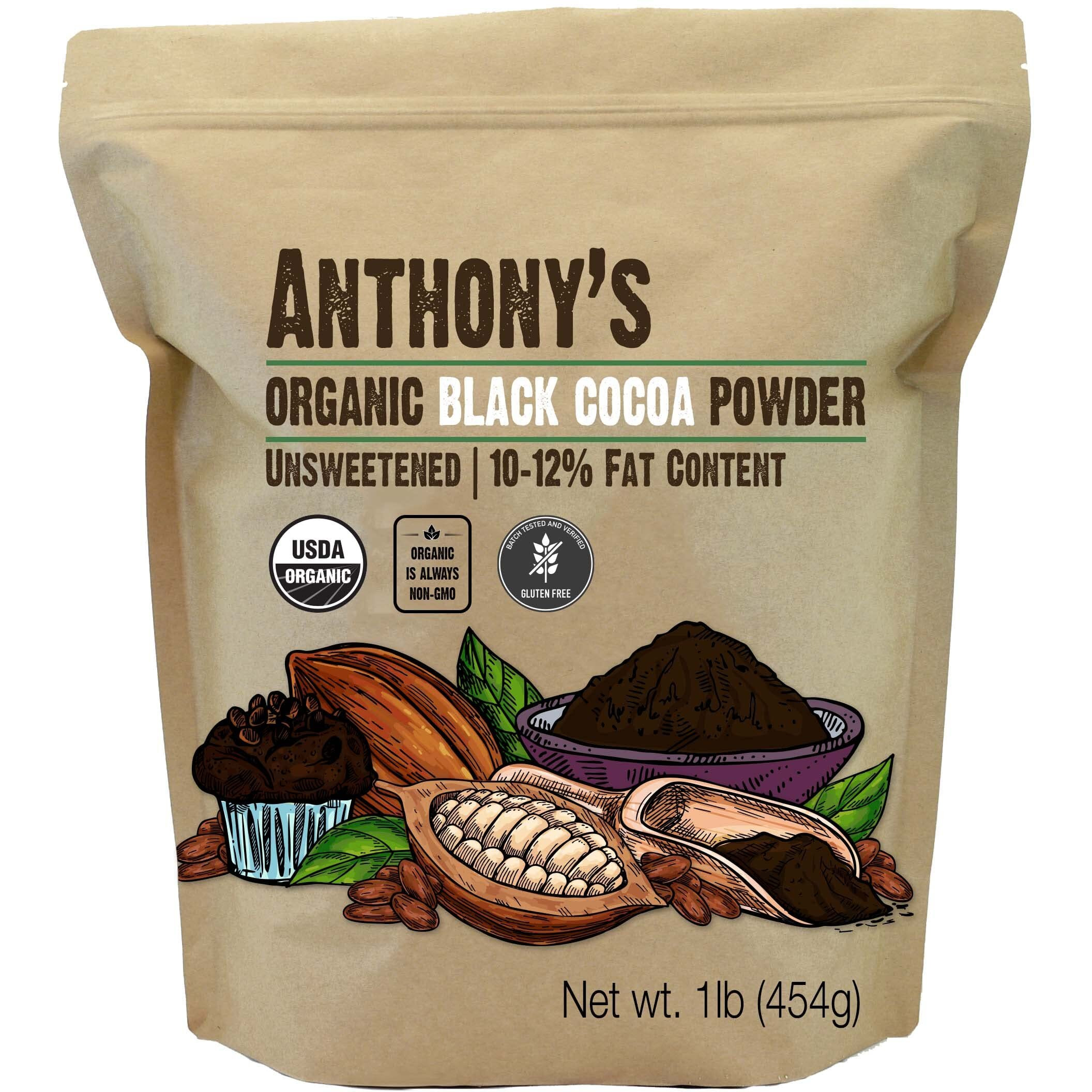 Anthonys Organic Black Cocoa Powder 1 Lb Unsweetened Dutch Processed Gluten Free Non Gmo