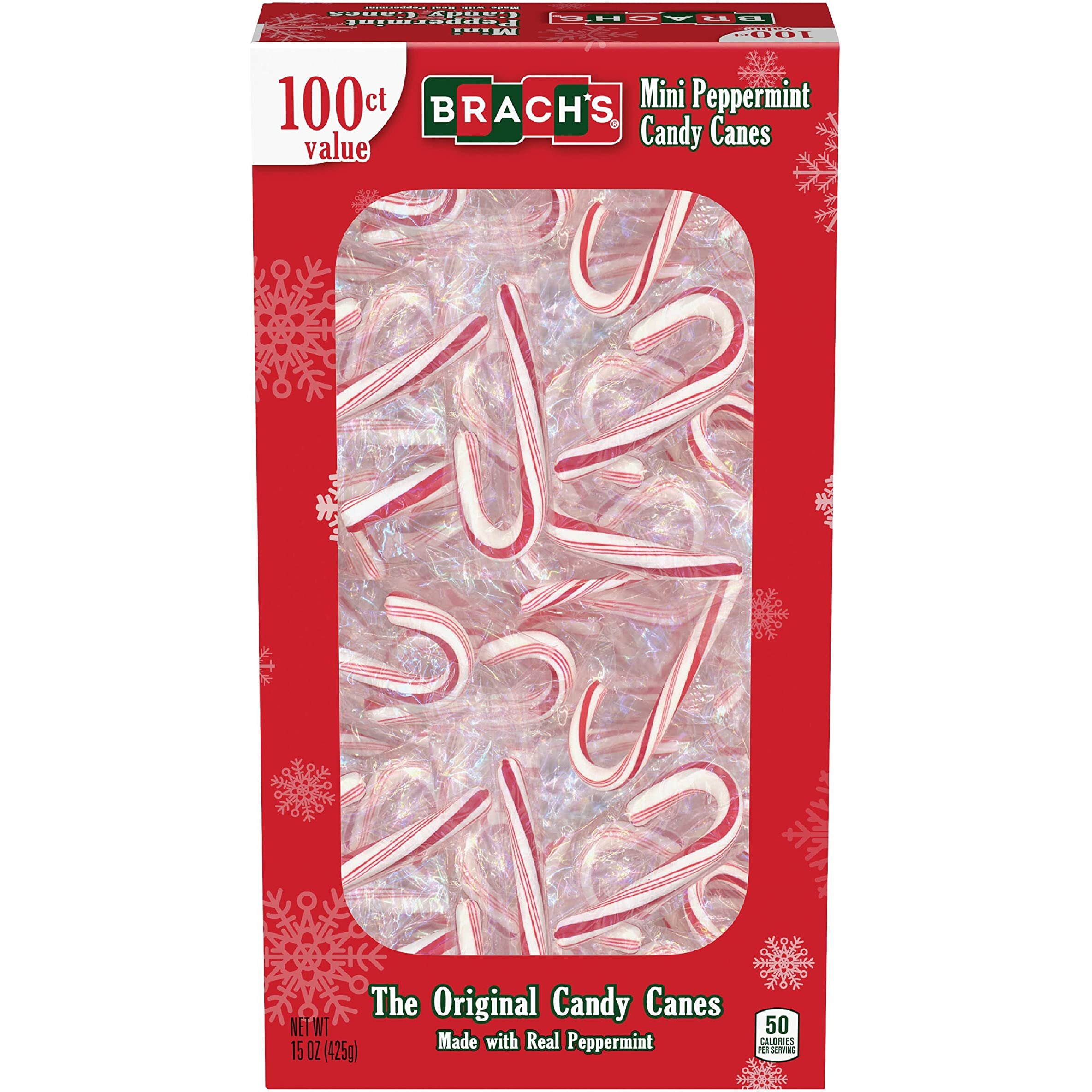 Brachs Mini Peppermint Holiday Candy Canes 100Ct