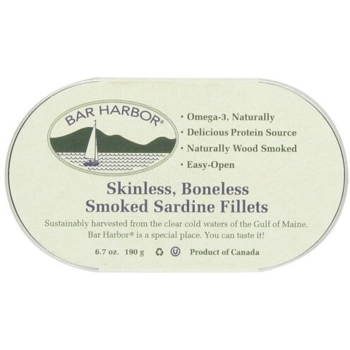 Bar Harbor Skinless Boneless Smoked Sardine Fillets 6.7-Ounce (Pack Of 6)