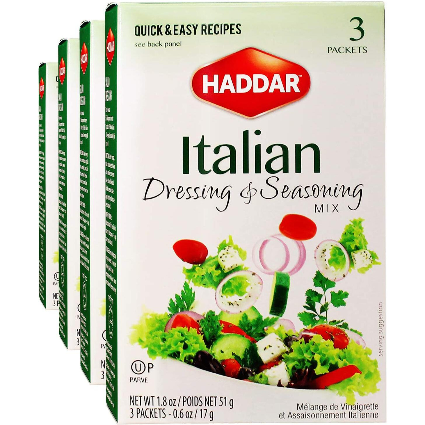 Haddar, Gluten Free Italian Dressing & Seasoning Mix 1.8Oz, 4 Pack (12 Packets) For Seasoning And Salad Dressing