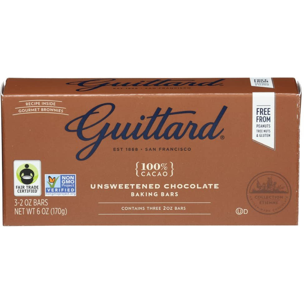 Guittard Bar Chocolate Baking Unsweetened Gluten Free 6 Ounce