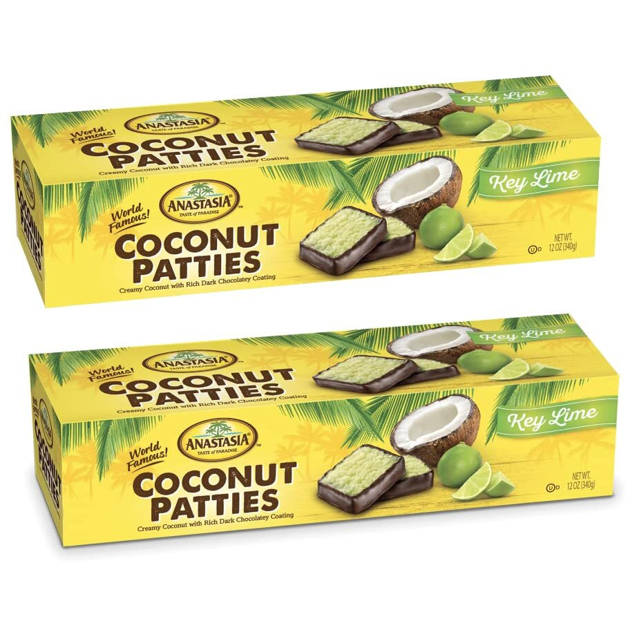 Anastasia Confections Key Lime Flavor Coconut Patties,Net Wt 12 Oz (Two Pack)