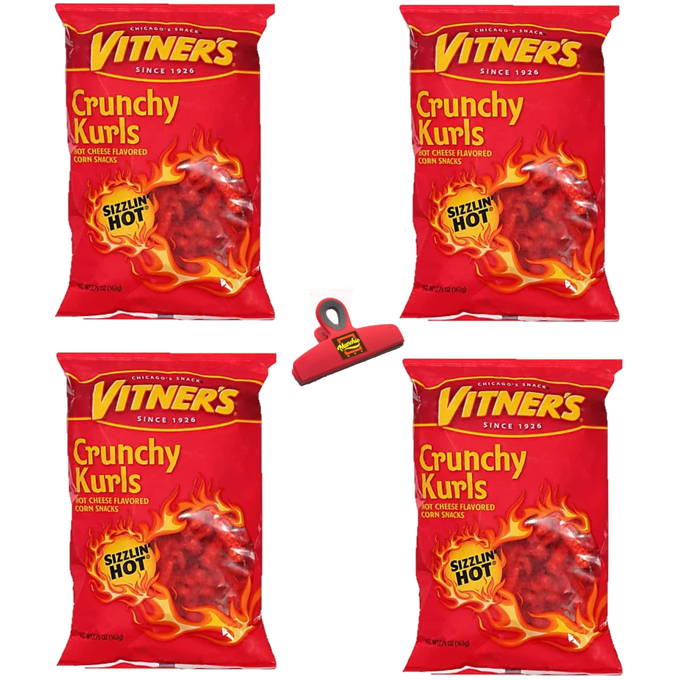 Vitner's Sizzlin Hot Cheese Crunchy Curls A Chicago Original 4-3Oz Bags