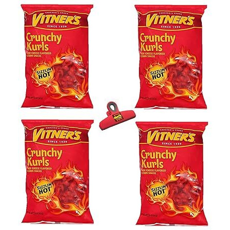Vitner's Sizzlin Hot Cheese Crunchy Curls A Chicago Original 4-3Oz Bags
