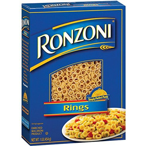 Ronzoni Rings Enriched Macaroni Non Gmo 16 Oz. Pack Of 3.