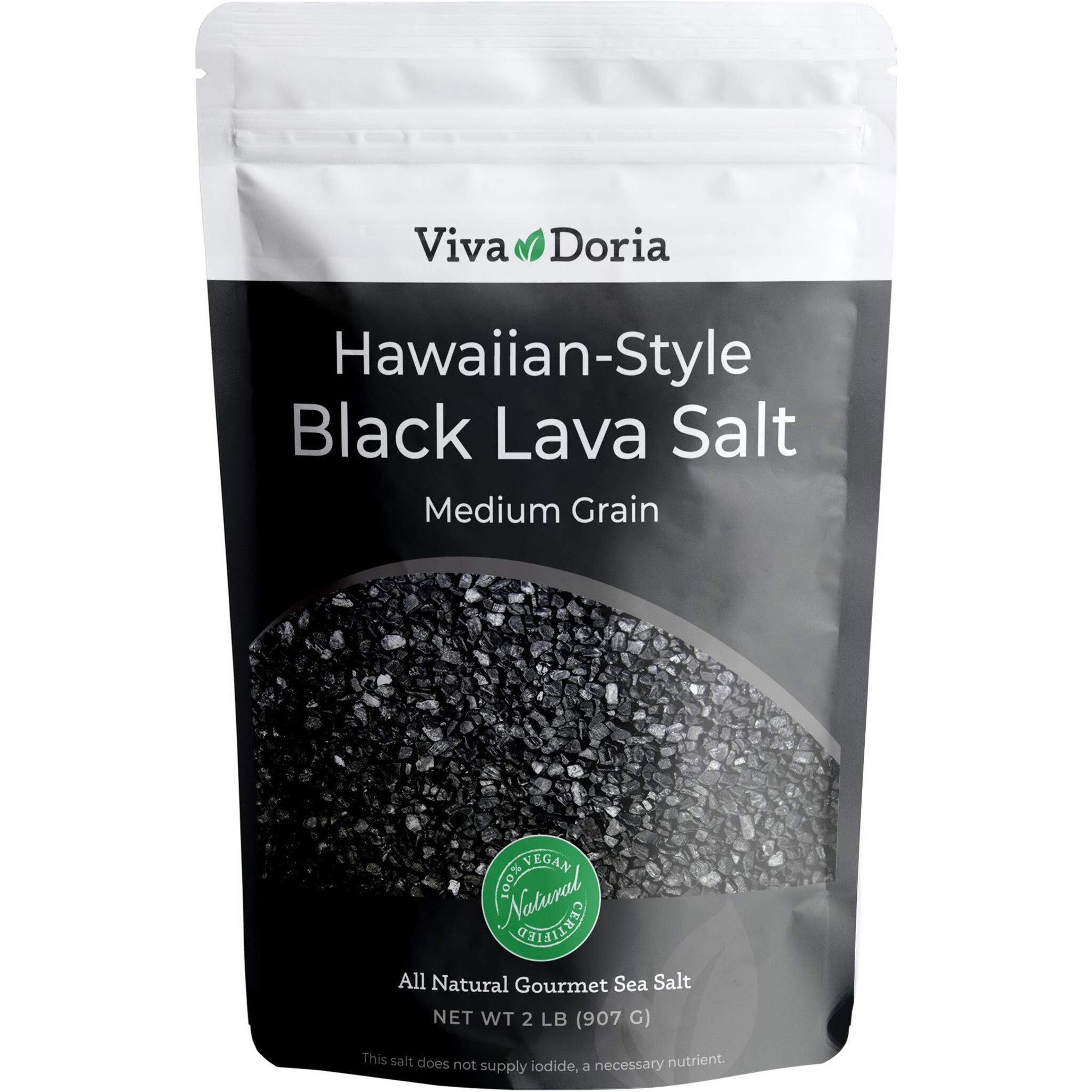 Viva Doria Hawaiian Black Lava Sea Salt Lava Salt (2 Pound Medium Grain)