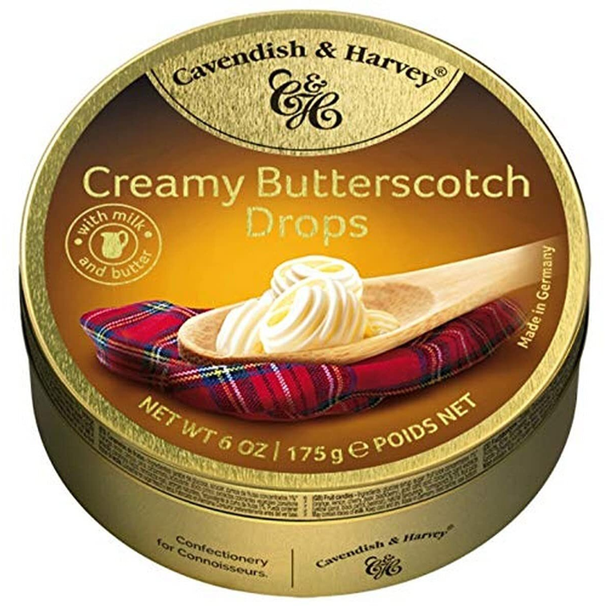 Cavendish & Harvey  Creamy Butterscotch Hard Candy Drops  6 Ounce Tin