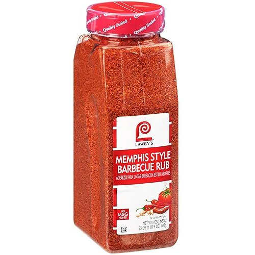 Lawry's Memphis Style Barbecue Rub, 25 Oz - One 25 Ounce Container Of Memphis Dry Rub, Perfect For Bbq Rub Wings, Ribs, Brisket And More