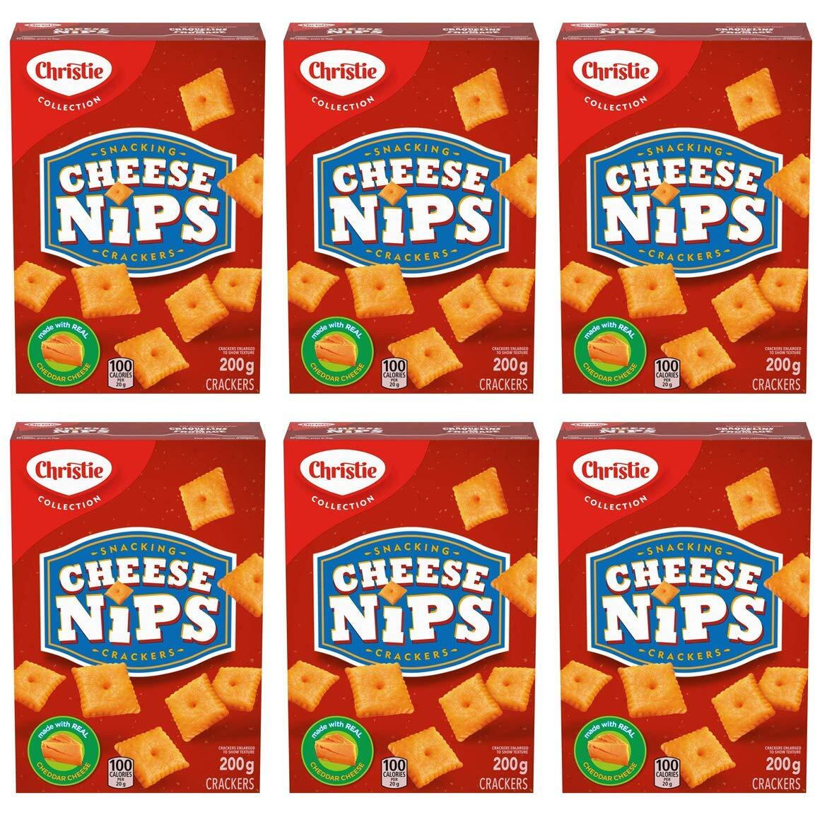 Christie Cheese Nips Cheddar Baked Snack Crackers, 200G/7.05Oz, 6-Box (Imported From Canada)