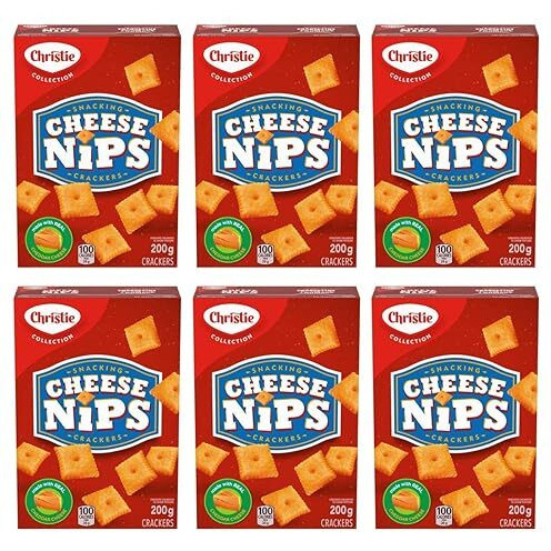 Christie Cheese Nips Cheddar Baked Snack Crackers, 200G/7.05Oz, 6-Box (Imported From Canada)