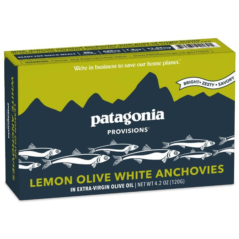 Patagonia Provisions Lemon Olive White Anchovies | Responsibly Sourced In Spain | 20G Protein & Gluten Free | 4.2 Ounce (Pack Of 1)