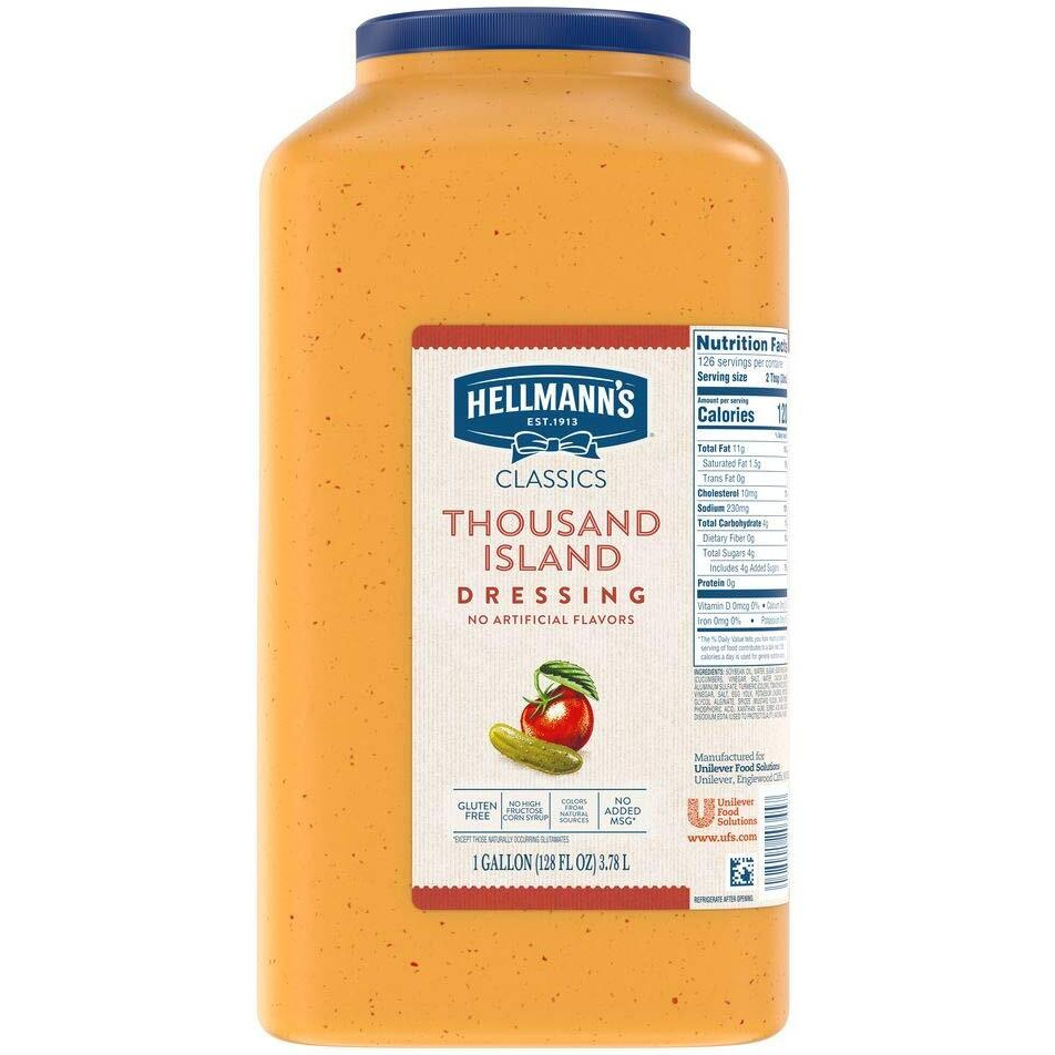 Hellmanns Classics Thousand Island Salad Dressing Jug Gluten Free No Artificial Flavors Added Msg Or High Fructose Corn Syrup Colors From Natural Sources 1 Gallon