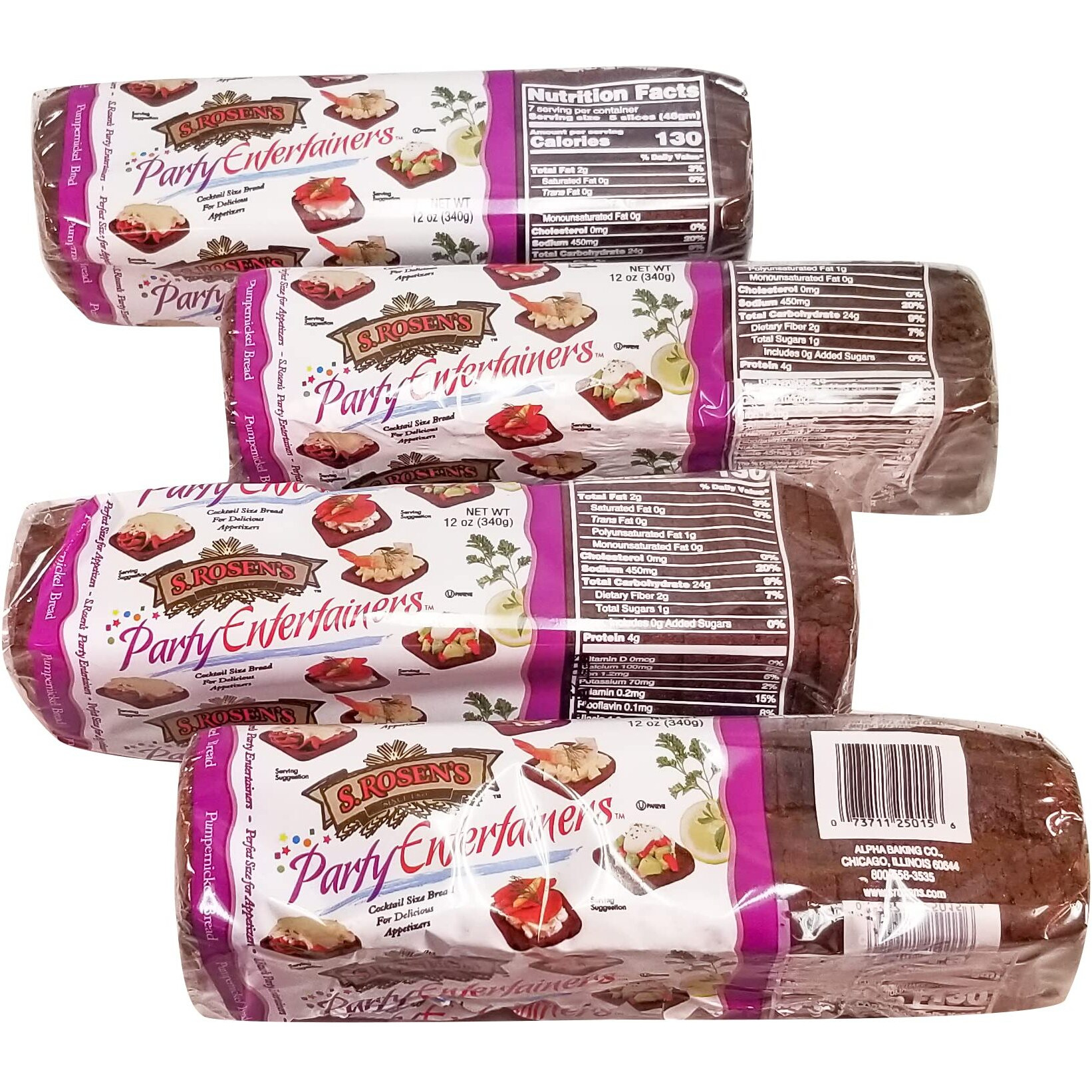 S.Rosens Cocktail Rye Bread - Pumpernickel (Case Of 4 Loaves)