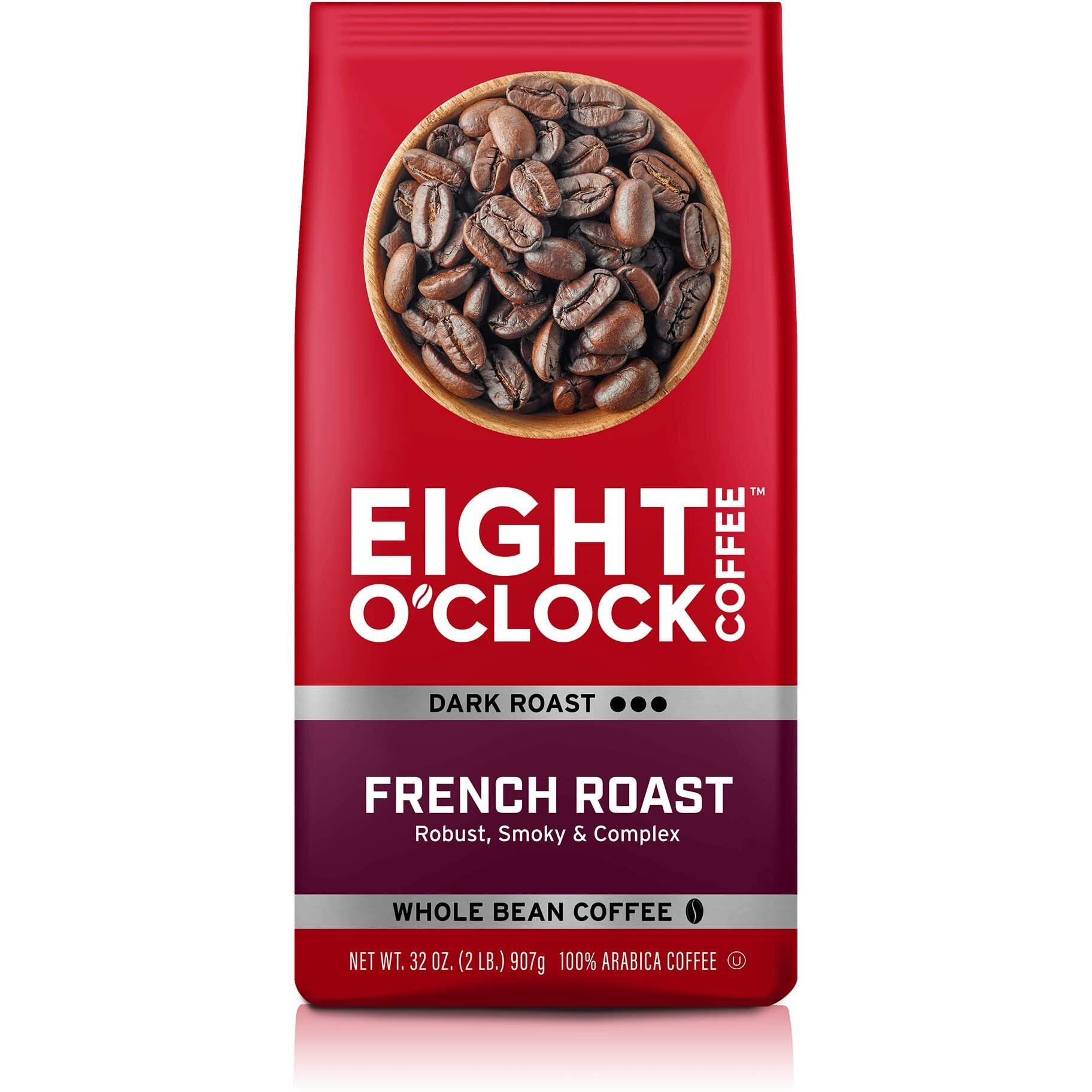 Eight O'Clock Coffee French Roast Whole Bean Coffee, Dark Roast, 32 Ounce (Pack Of 1)
