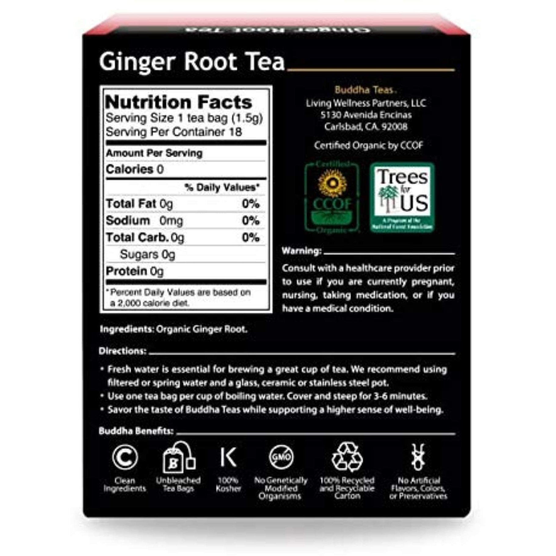 Buddha Teas Ginger Root Tea (6X18 Bag)
