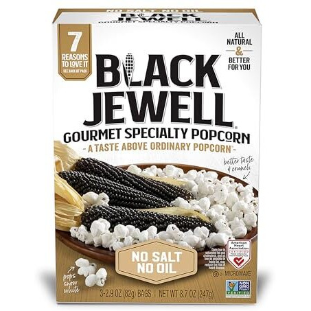 Black Jewell Gourmet Microwave Popcorn, Healthy Popcorn Snack, No Salt No Oil, 8.7 Ounces (Pack Of 1)