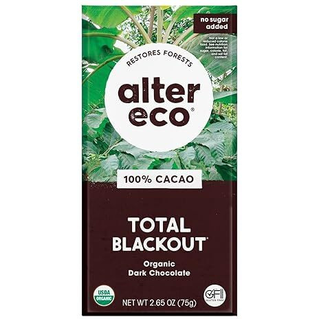Alter Eco | Dark Chocolate Bars | Pure Dark Cocoa, Fair Trade, Organic, Non-Gmo, Gluten Free (Total Blackout)