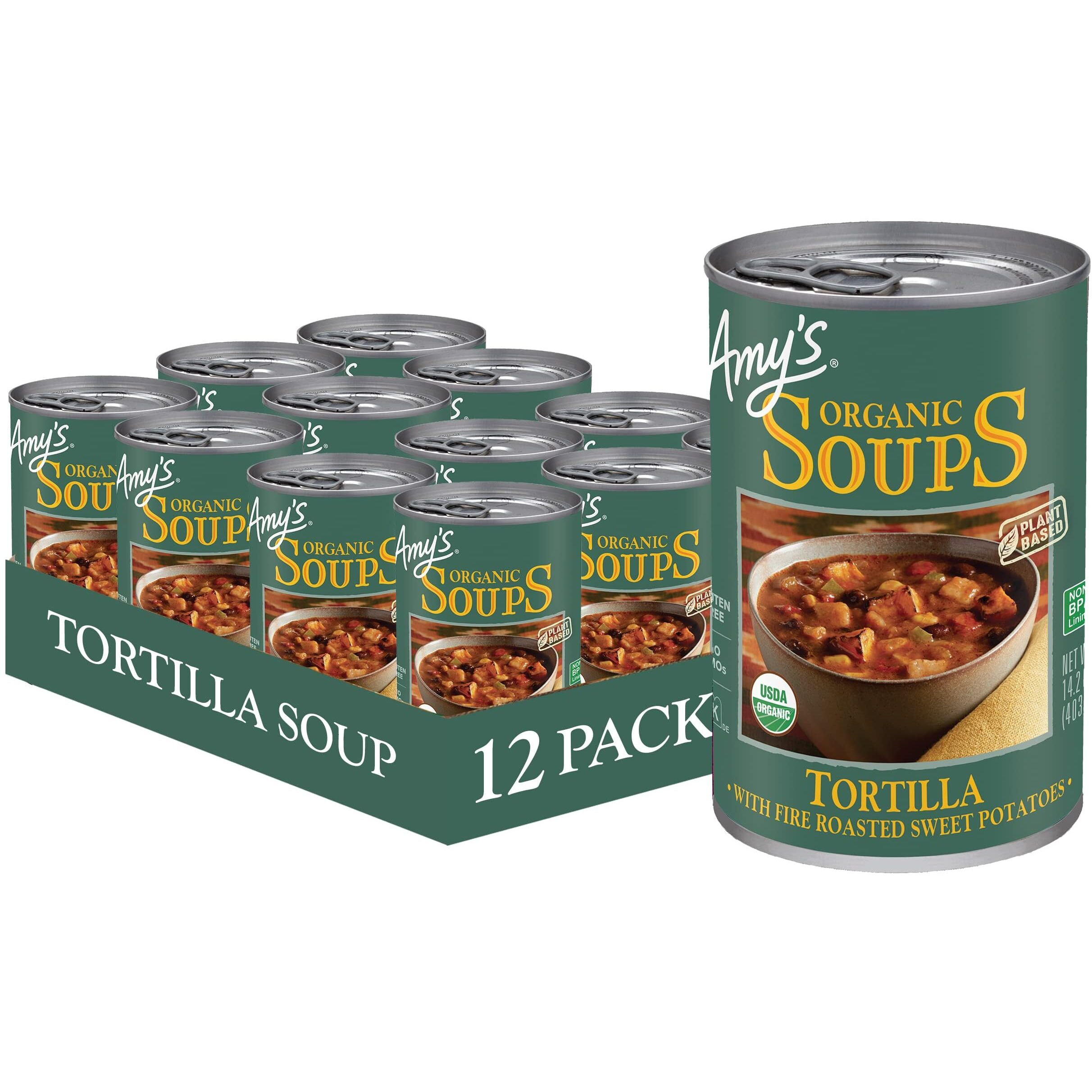 Amys Soup, Vegan Tortilla Soup, Gluten Free, Made With Fire Roasted Sweet Potatoes, Canned Soup, 14.2 Oz (12 Pack)